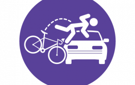 Icon of cyclist crashing into car
