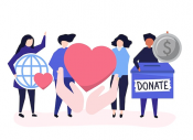 group of people with word Donate 