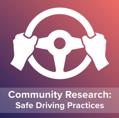 Community Research: Safe Driving Practices. Hands on steering wheel